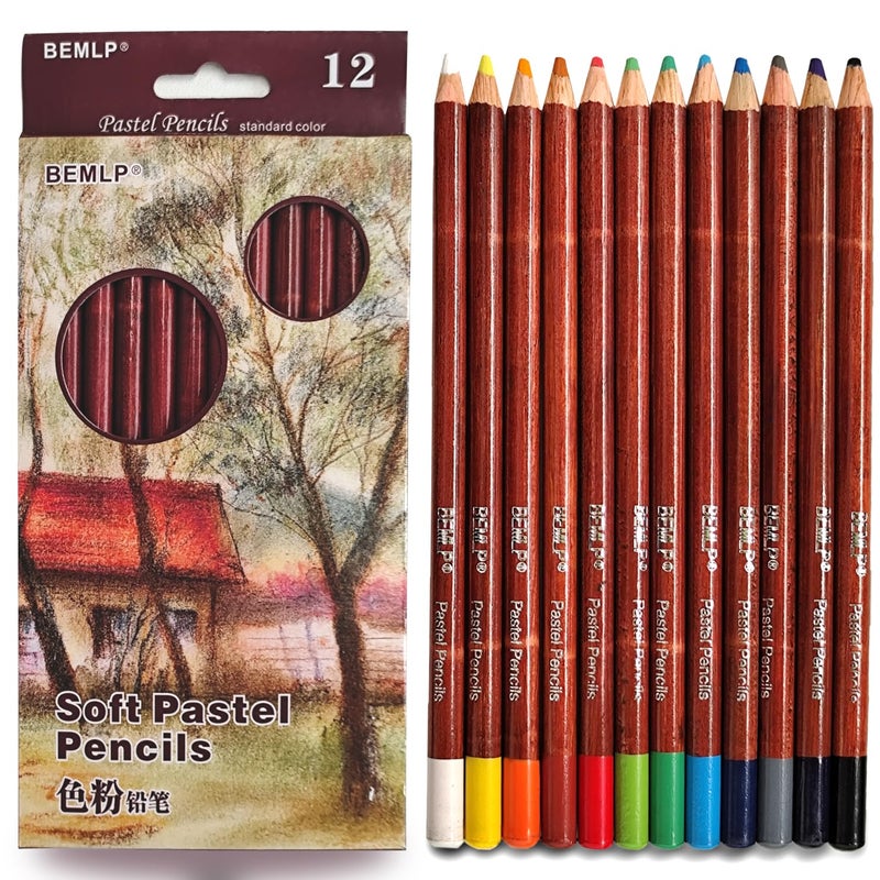 BEMLP 12 Non-toxic Professional Soft Pastel Pencils Drawing Sketches Colored Pencils For Drawing School Lapices De Colores Stationery - Image 1